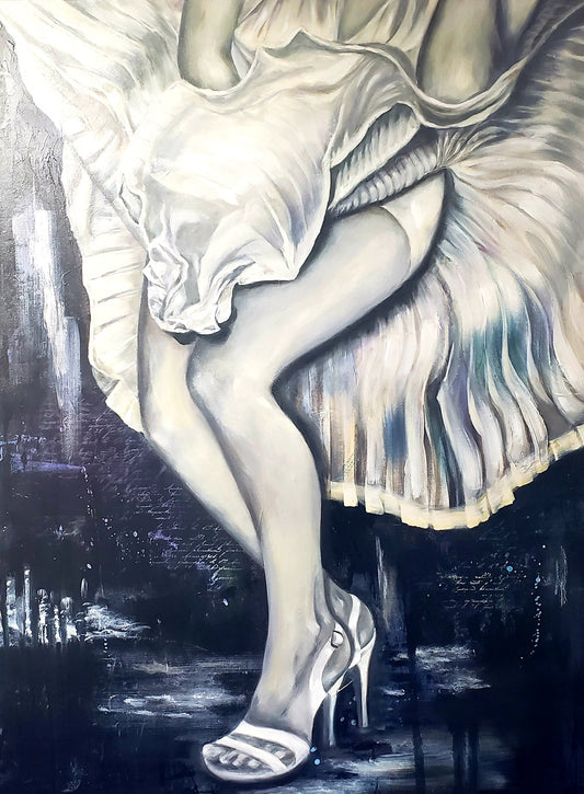THEE FAMOUS "MARILYN MONROE"  Original Black & White Oil Painting 36x48