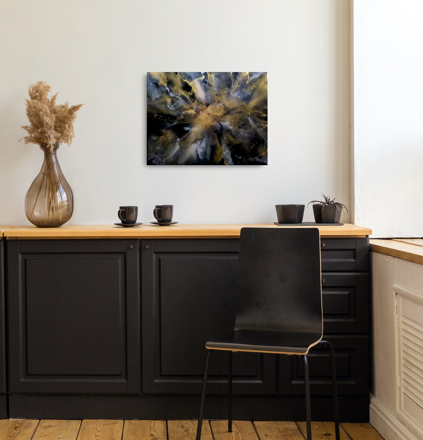 Black White and Gold Abstract