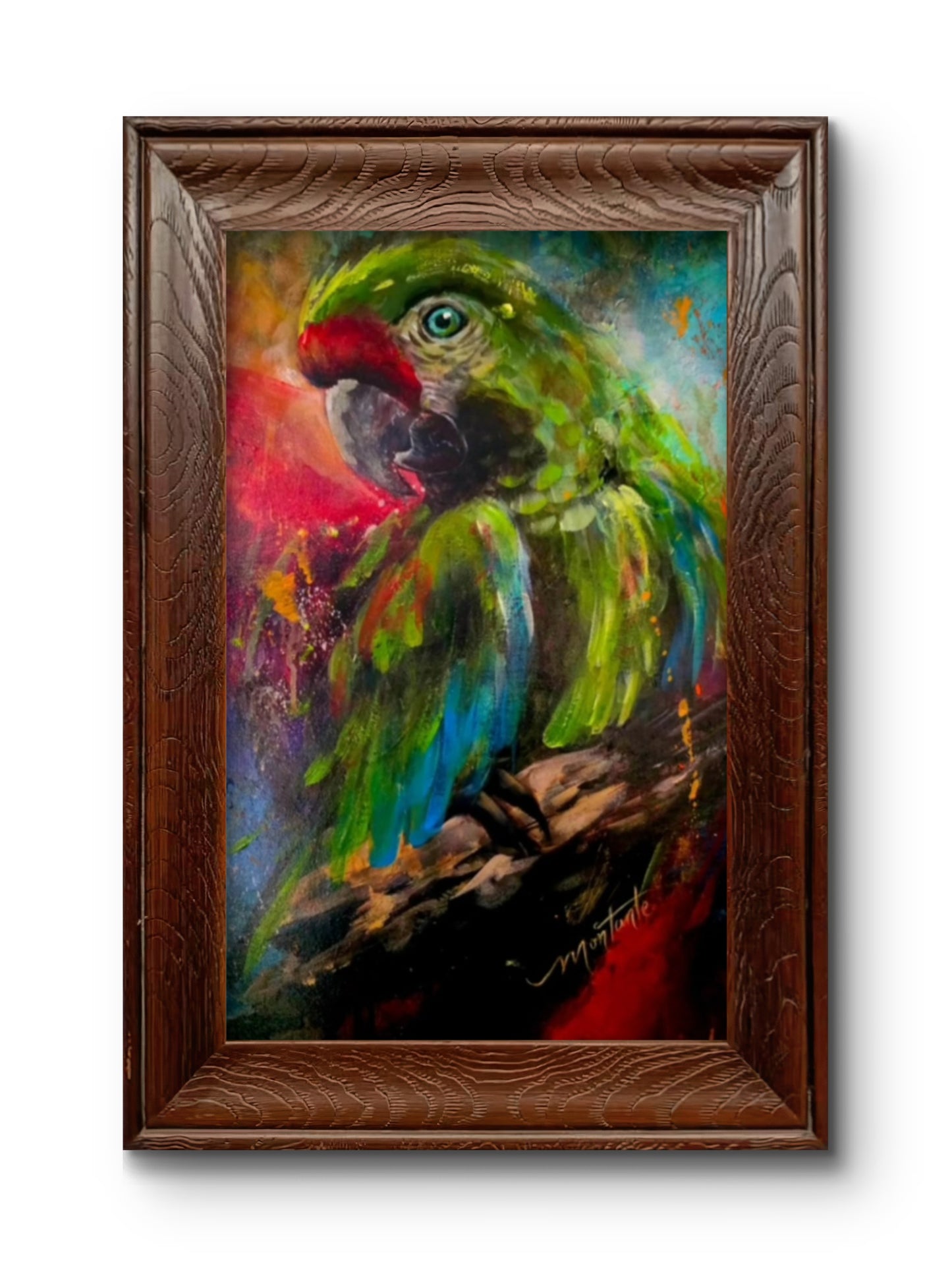 Kevin/ Original Green Parrot Painting | Margie Montante