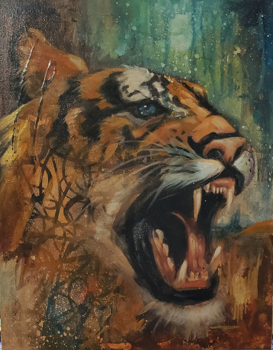 "SIB" Abstract Siberian Tiger Art | Original Oil Painting 11x14"