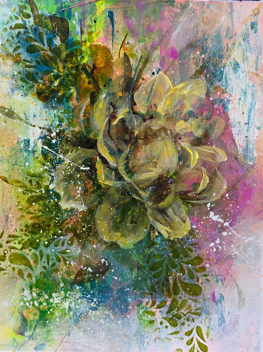Joy and Happiness | Original Abstract Floral Painting | 12×16 | Margie Montante