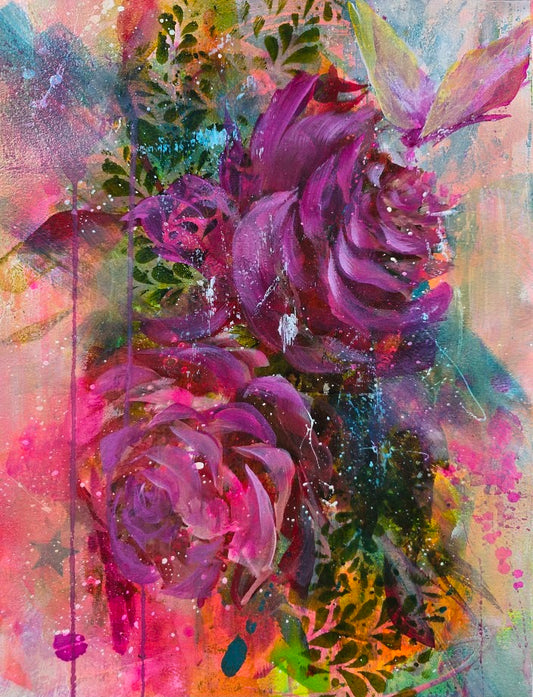 Two Matters | Original Abstract Floral Painting | 12×16