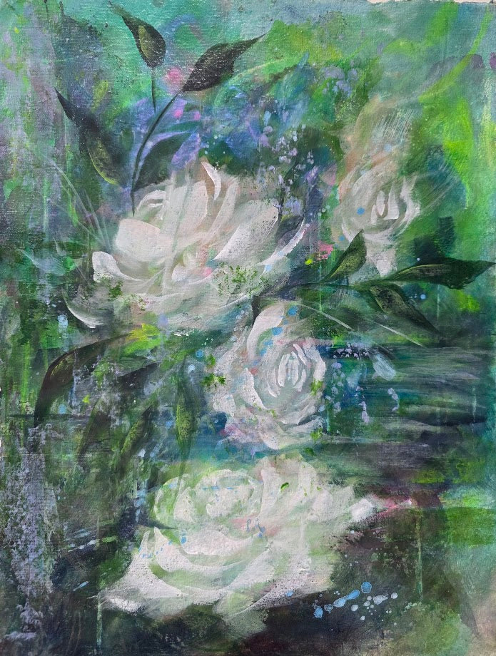 Pure Love | Original Floral Painting | 13 × 16 Approx.