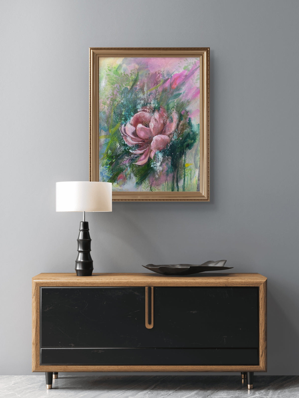 Never Alone | Original Abstract Floral Painting 16x20 | Margie Montante