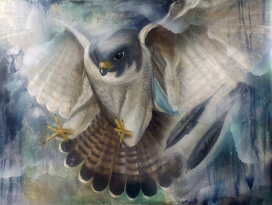 Silent Strike | Original Falcon Painting | Margie Montante