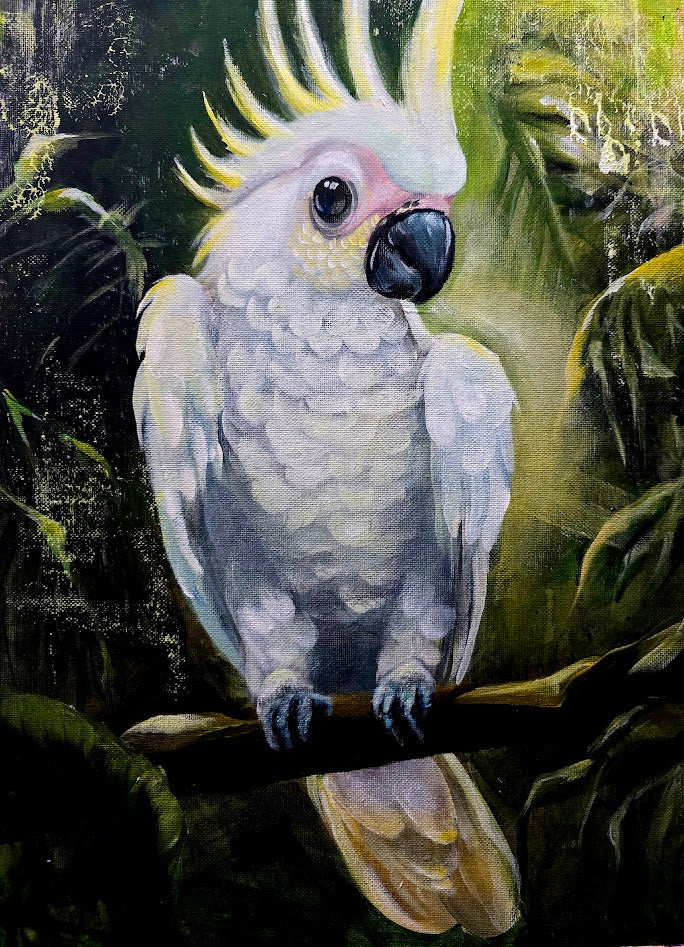 Fred Whispers | Abstract Realism Cockatoo Art