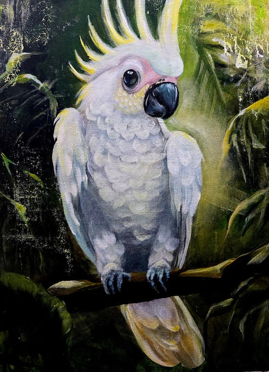 Fred Whispers | Abstract Realism Cockatoo Art
