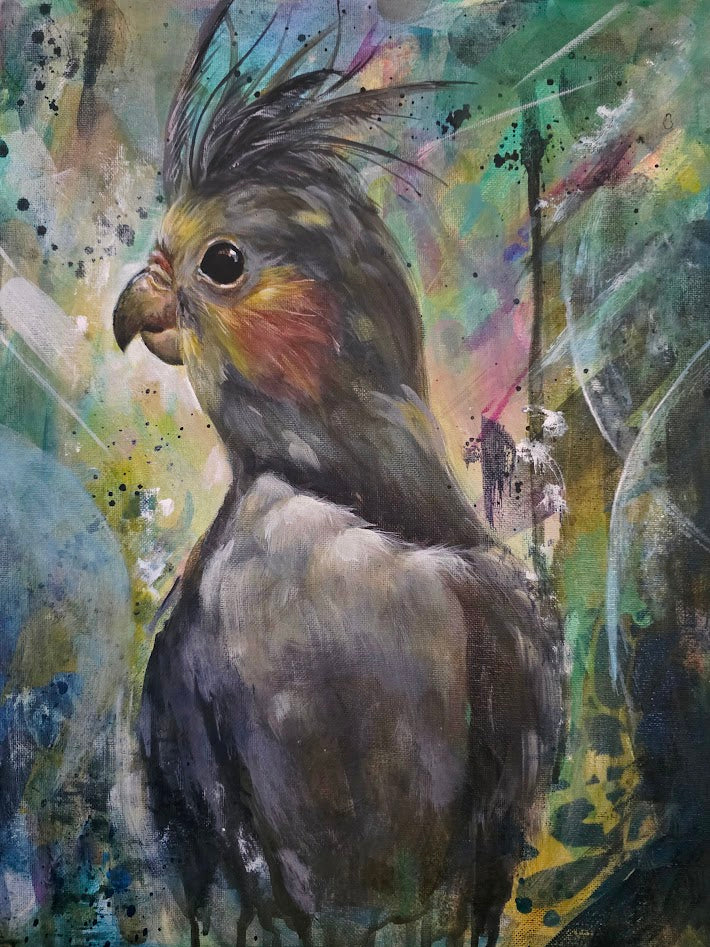 Cockatiel |12X16' Original Cockatiel Bird Painting | Margie Montante