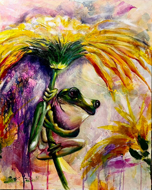 Freddy the tree frog  | Original Tree Frog Painting | Margie Montante