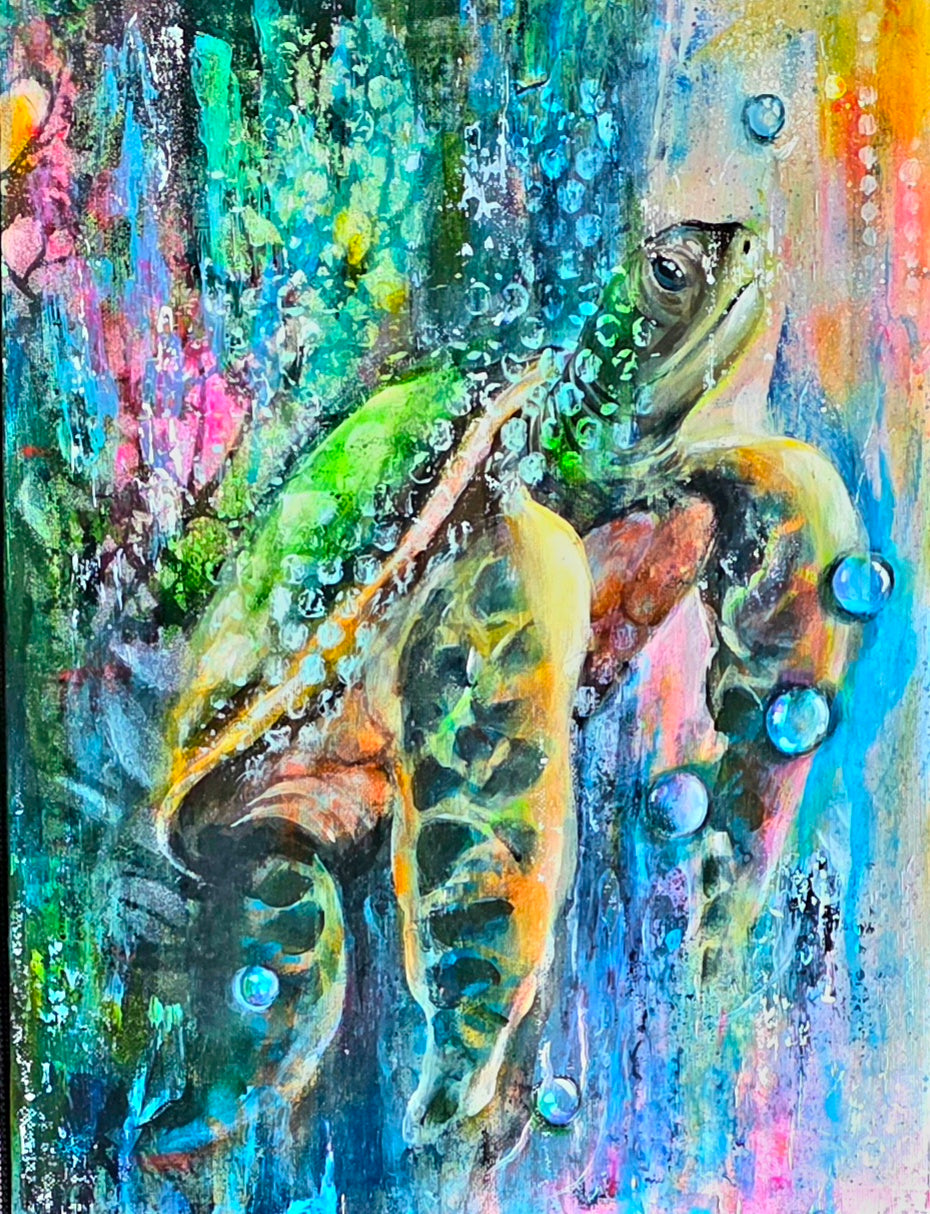 Just Keep Swimming | Original Sea Turtle Painting