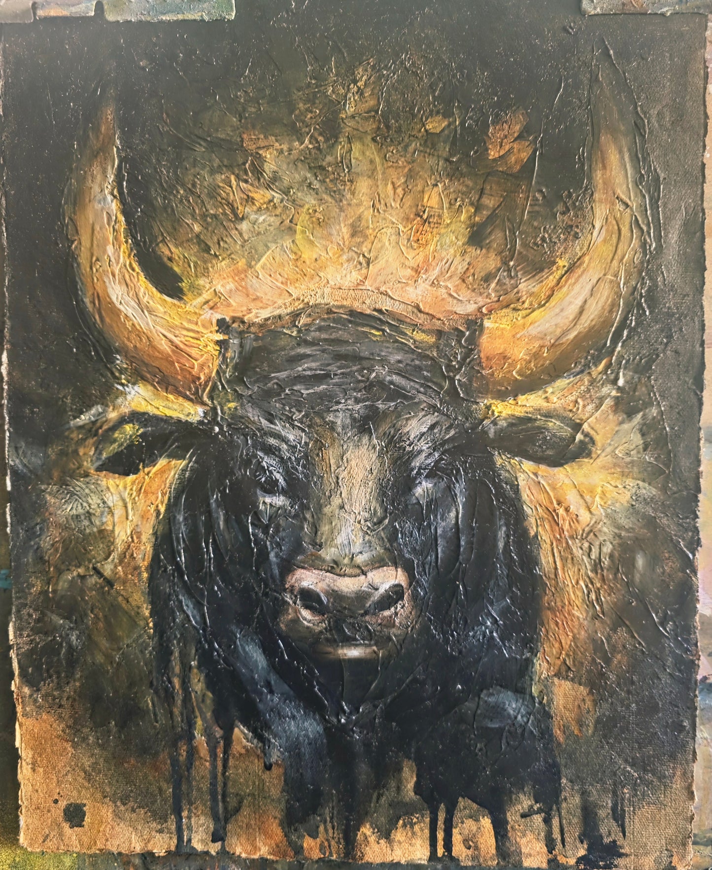 It's No Bull | Original Textured Bull Painting | Margie Montante