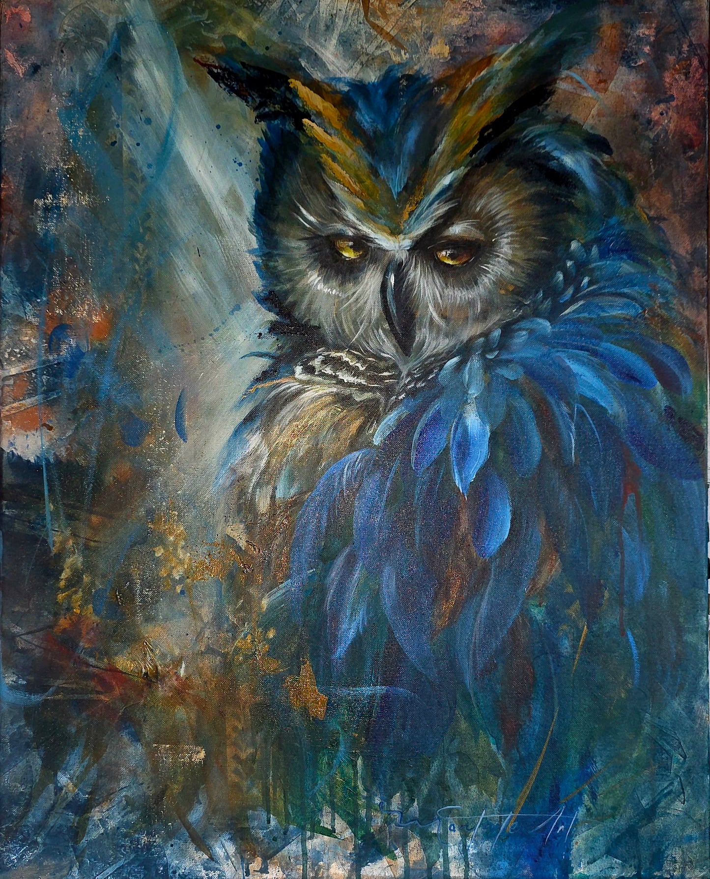 Blue Bayou | Original Owl Painting | 24 × 30 | Margie Montante