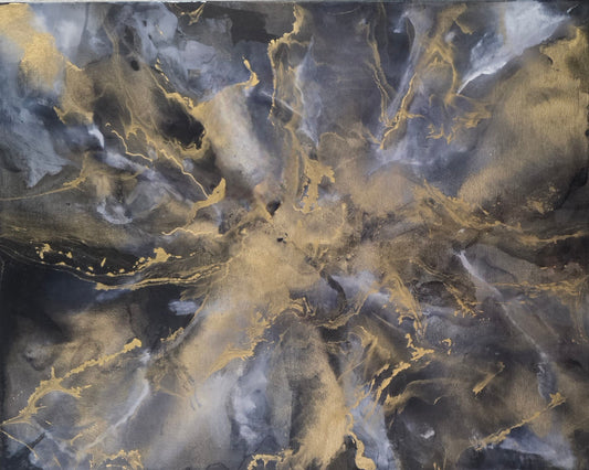 Black White and Gold Abstract