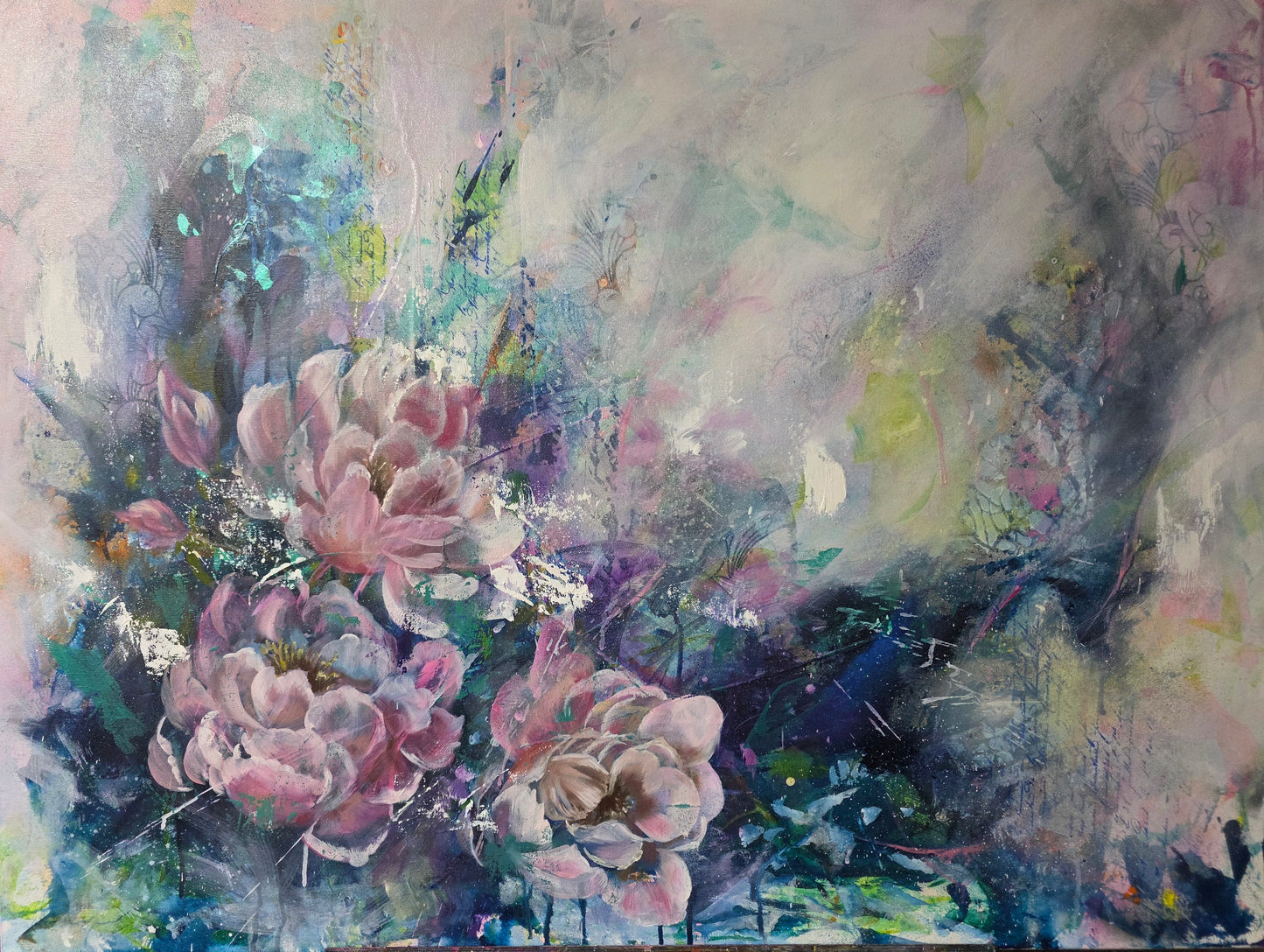 Blue Skies with Love / An original Floral Painting