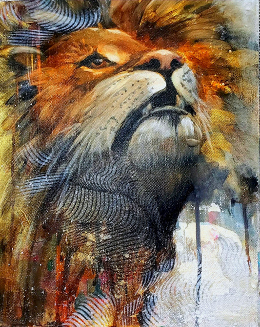 "FAMOUS LEO" Abstract Lion Art | Original Oil Painting 11x14"
