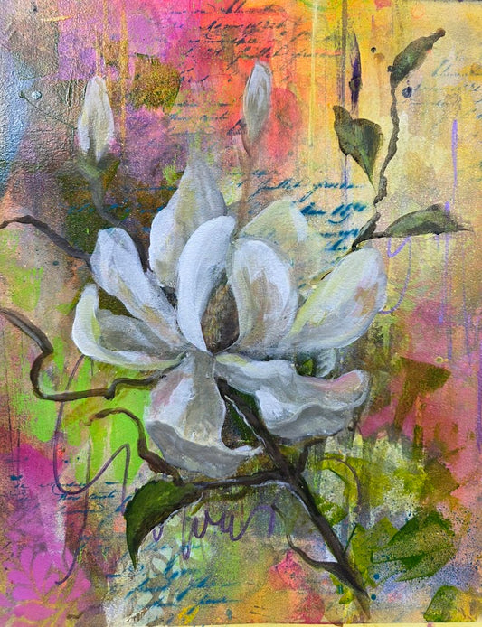 Serenity | Original Magnolia FLOWER Painting | Margie Montante