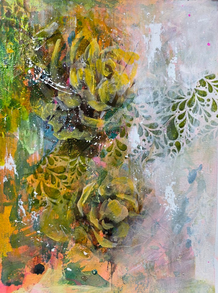 Two Together | Original Abstract Floral Painting | 12×16 | Margie Montante
