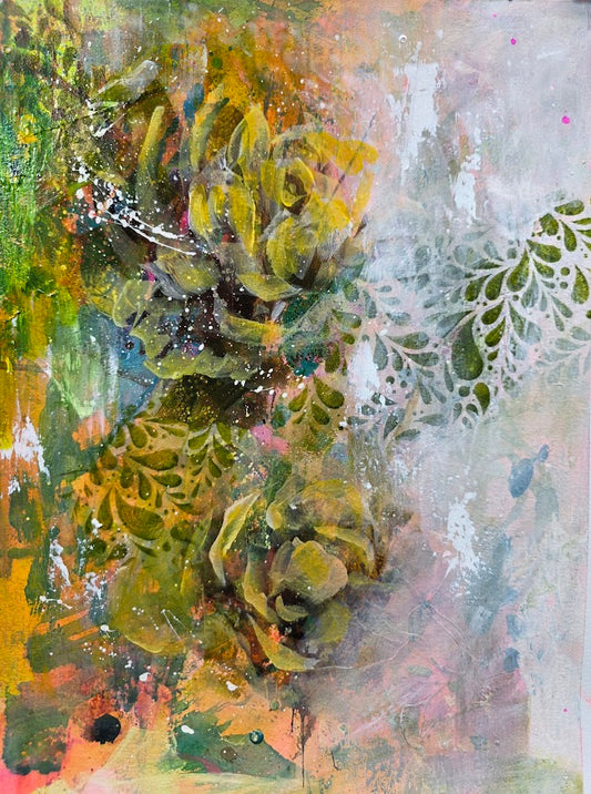 Two Together | Original Abstract Floral Painting | 12×16 | Margie Montante