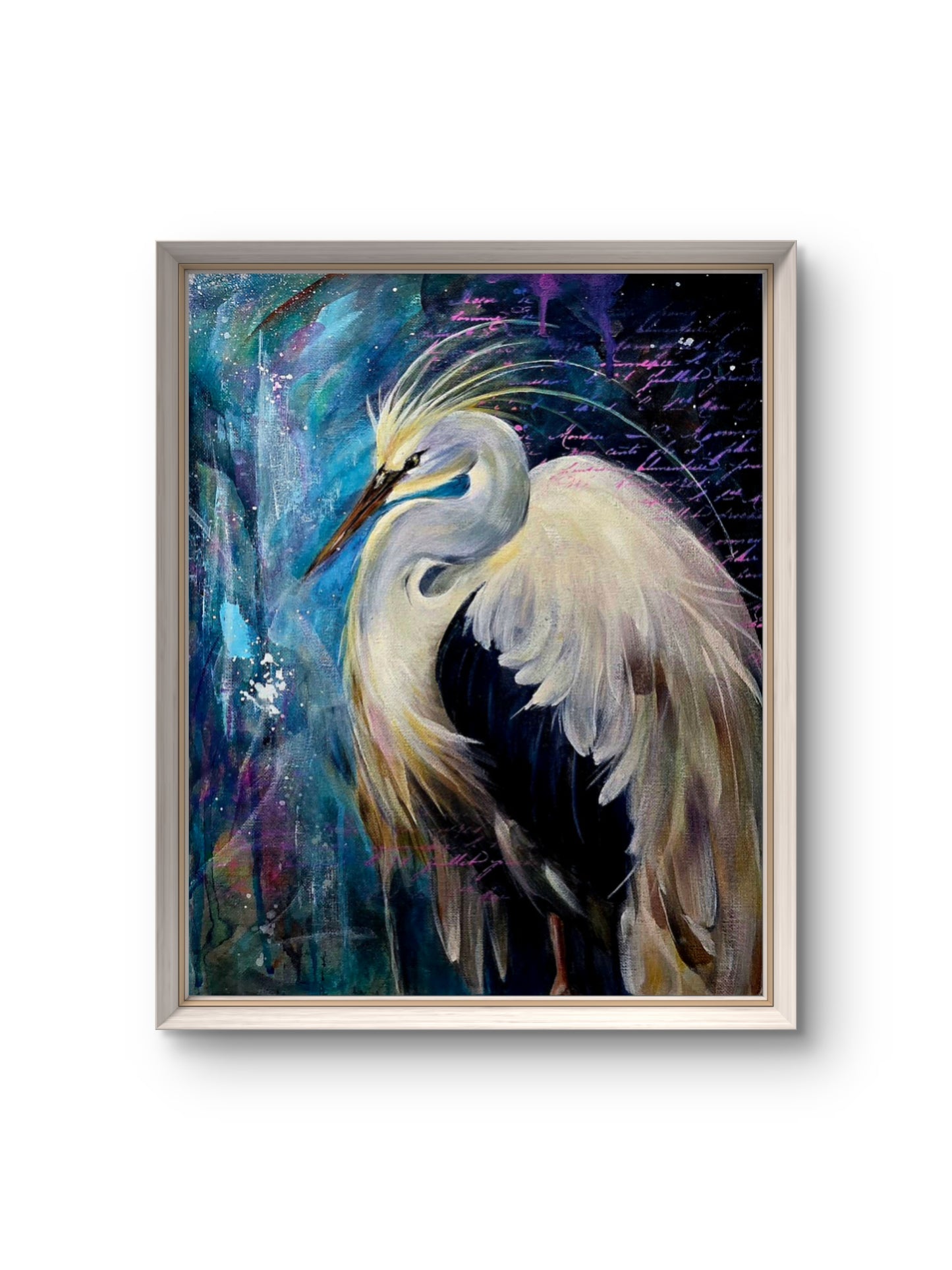Lost in a Gentle Haze | 12X16' Original Great Egret Painting | Margie Montante